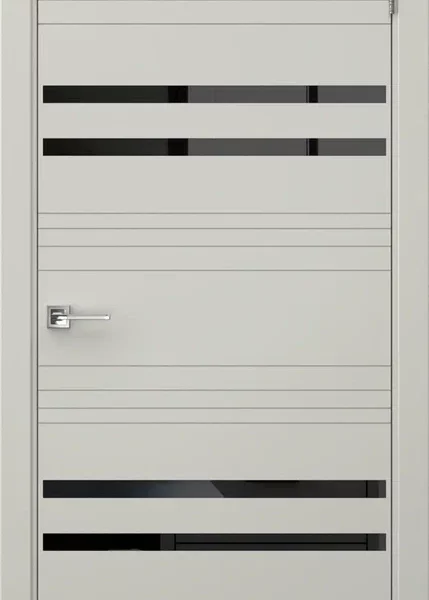Дверь Flat Line 4 Эмаль вставки из черного стекла lacobel